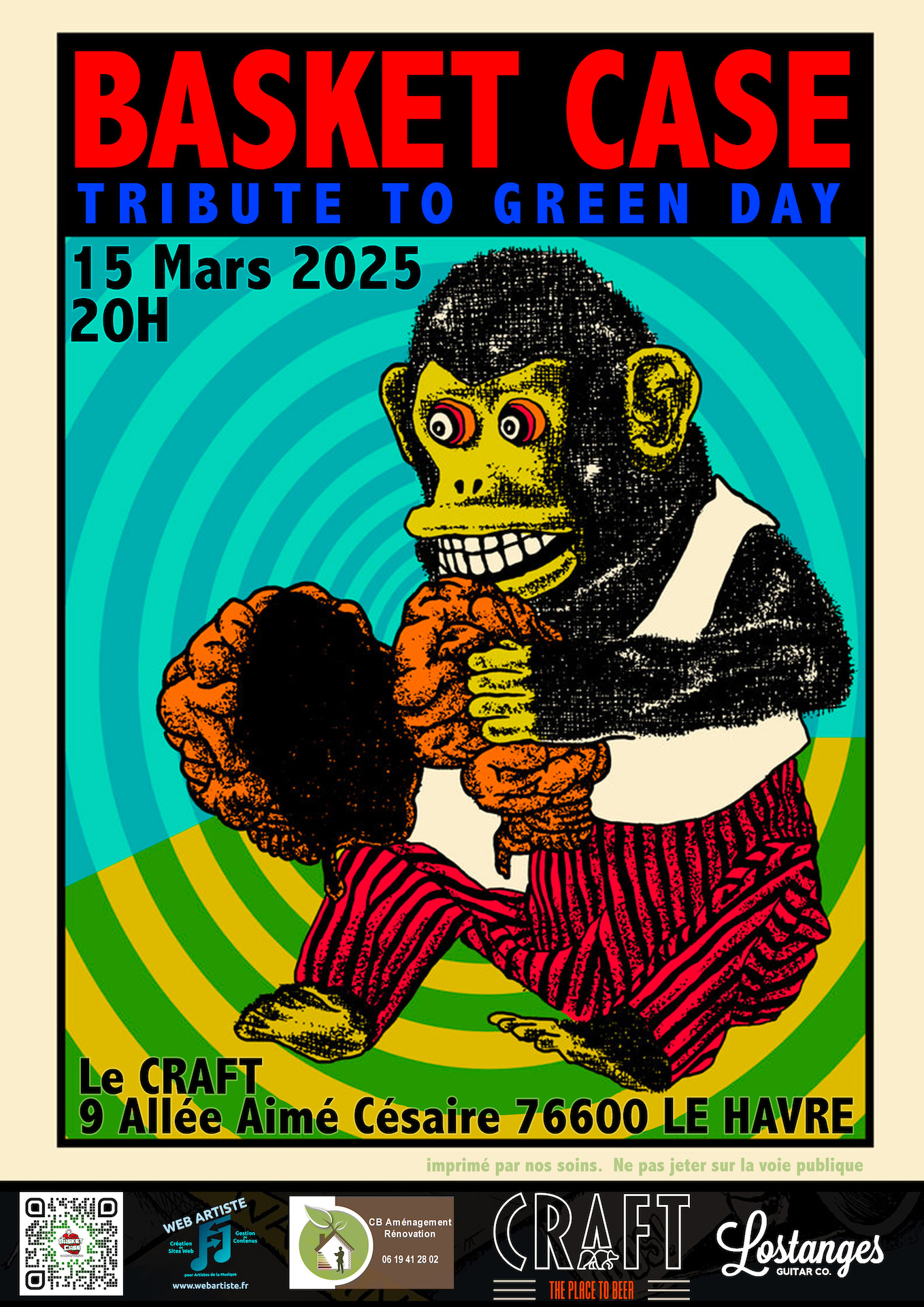 Affiche Basket Case en concert au CRAFT au Havre